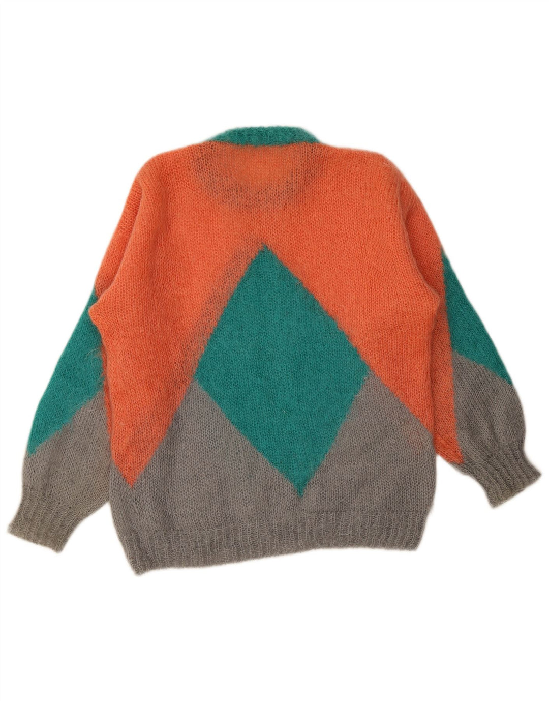 Suéter feminino vintage com gola redonda XL multicolorido geométrico