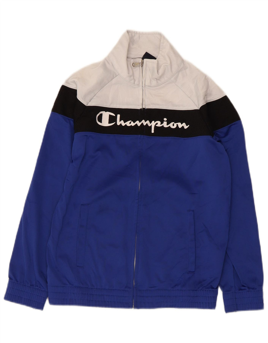 CHAMPION Boys Tracksuit Top Jacket 9-10 Years Medium  Blue Colourblock