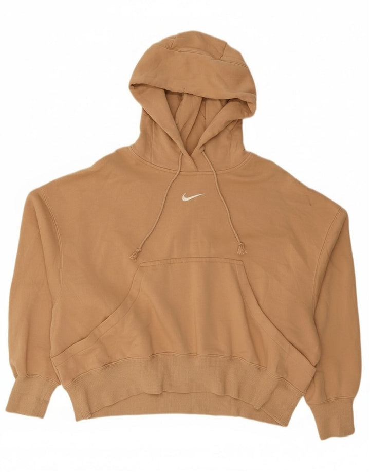 Jumper com capuz Nike feminino oversized UK 10 pequeno algodão bege
