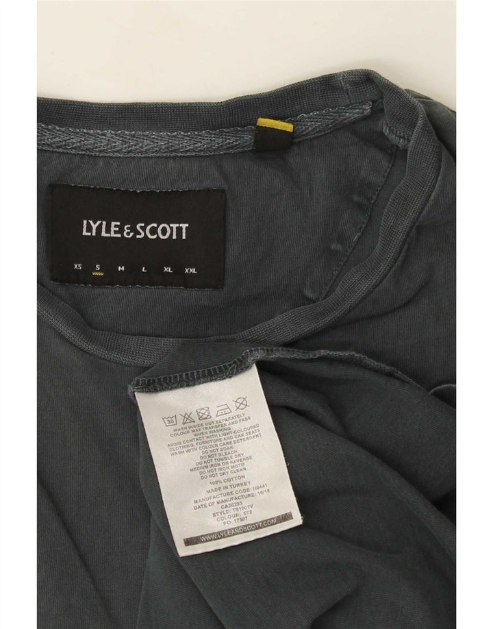 Lyle & Scott Camiseta masculina top pequeno algodão cinza