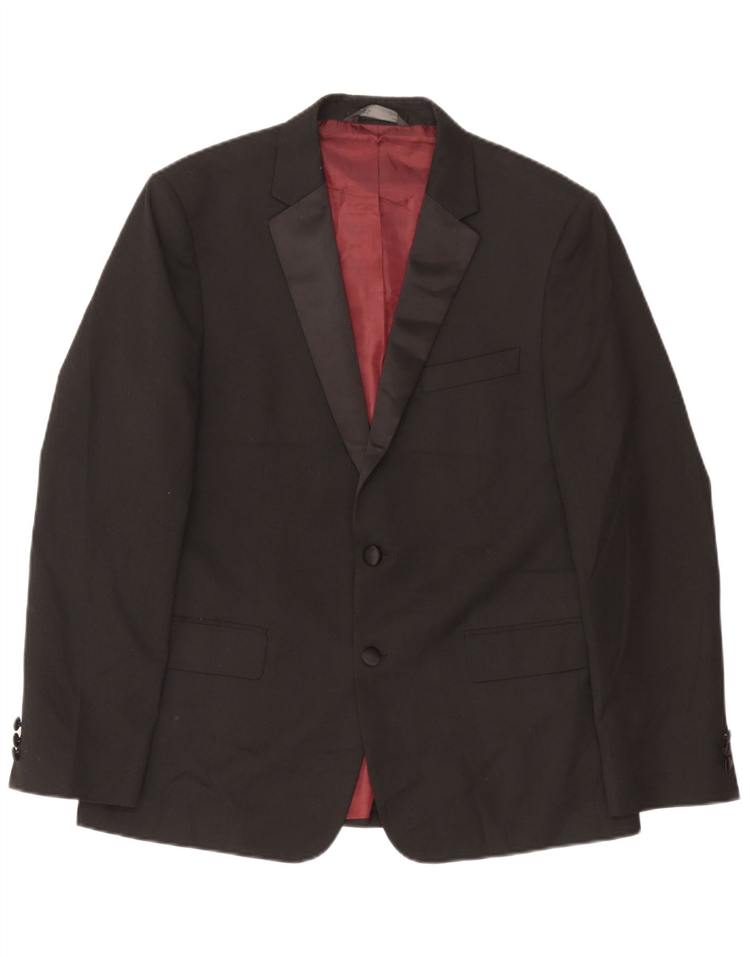 Jaqueta blazer masculina de 2 botões Marks & Spencer Reino Unido 42 grande poliéster preto