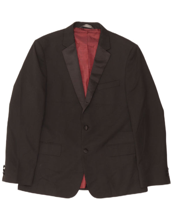Jaqueta blazer masculina de 2 botões Marks & Spencer Reino Unido 42 grande poliéster preto
