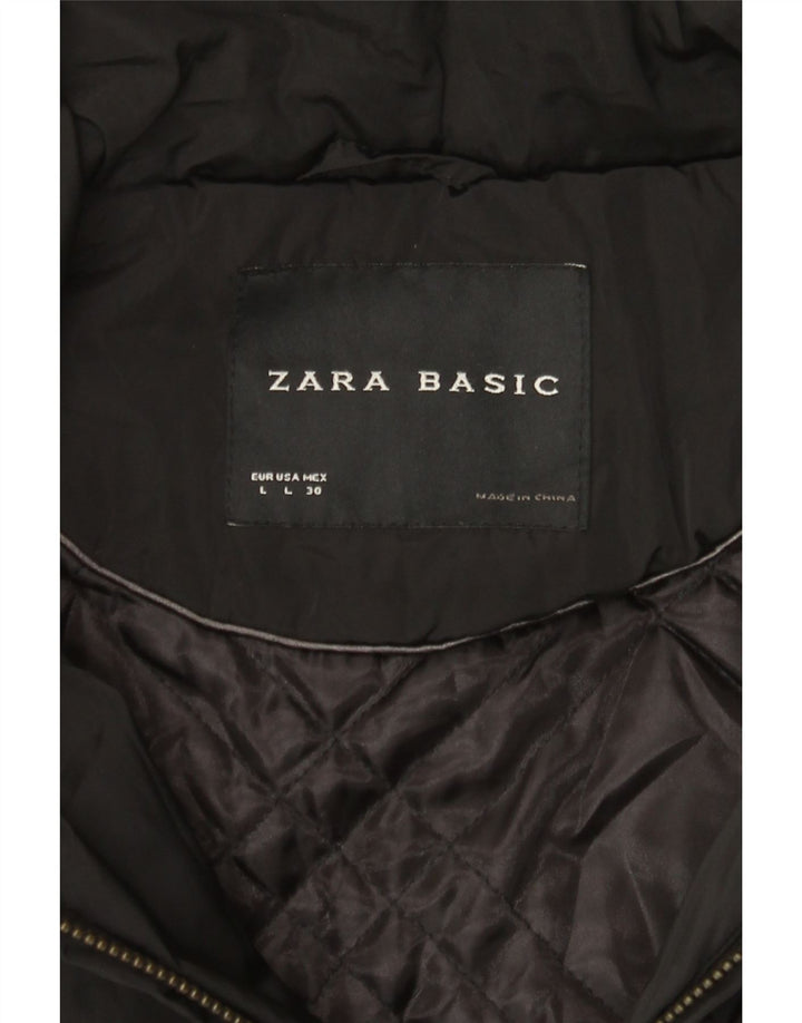 Jaqueta acolchoada feminina Zara UK 14 grande preta