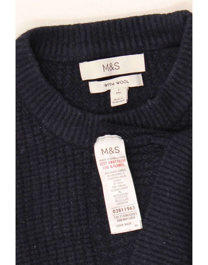 Suéter feminino Marks & Spencer com gola redonda Reino Unido 16 grande azul marinho