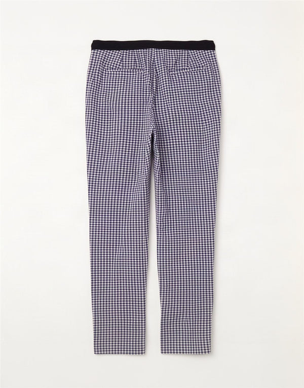 Zara Calça feminina de cintura alta cônica XL W32 L26 azul guingão