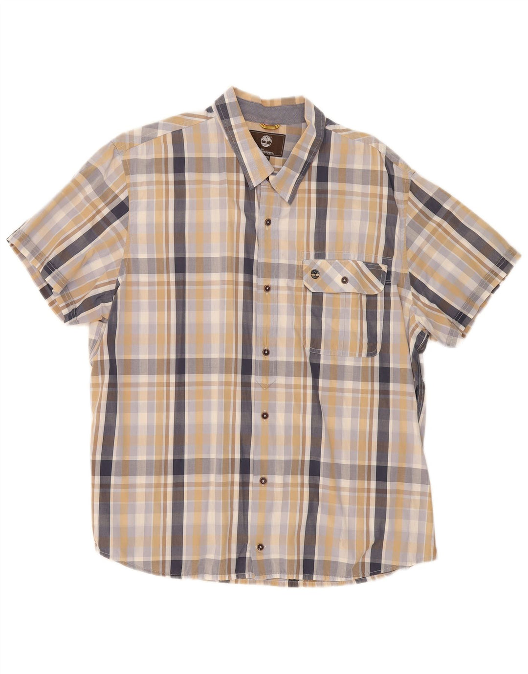Camisa masculina Timberland Earthkeepers de manga curta 2XL xadrez multicolorida