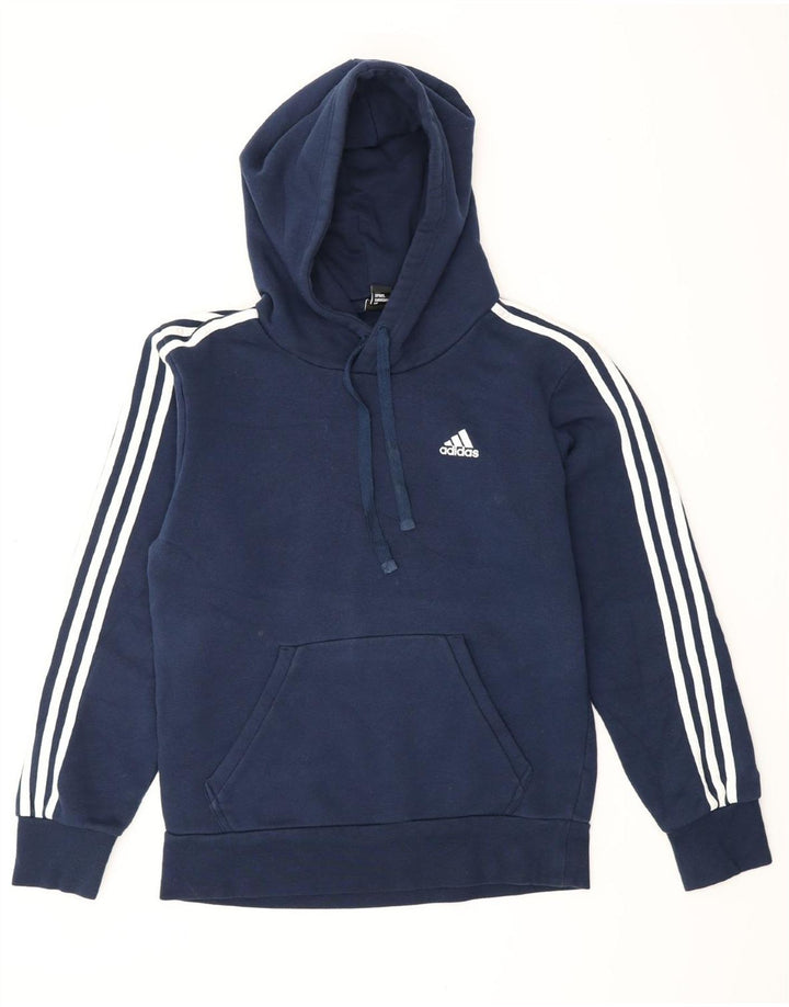 ADIDAS Mens Hoodie Jumper Pequeno Algodão Azul Marinho