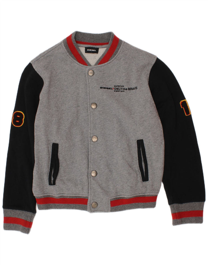 Jaqueta Diesel Boys Graphic Varsity 7-8 anos cinza colorblock