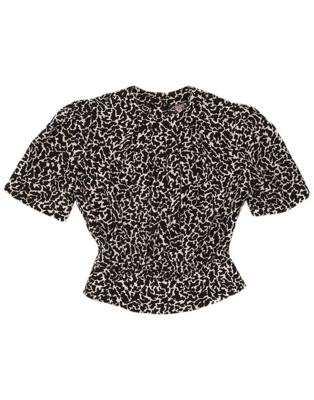 Blusa cropped feminina Yessica EU 38 médio preto estampa animal poliéster