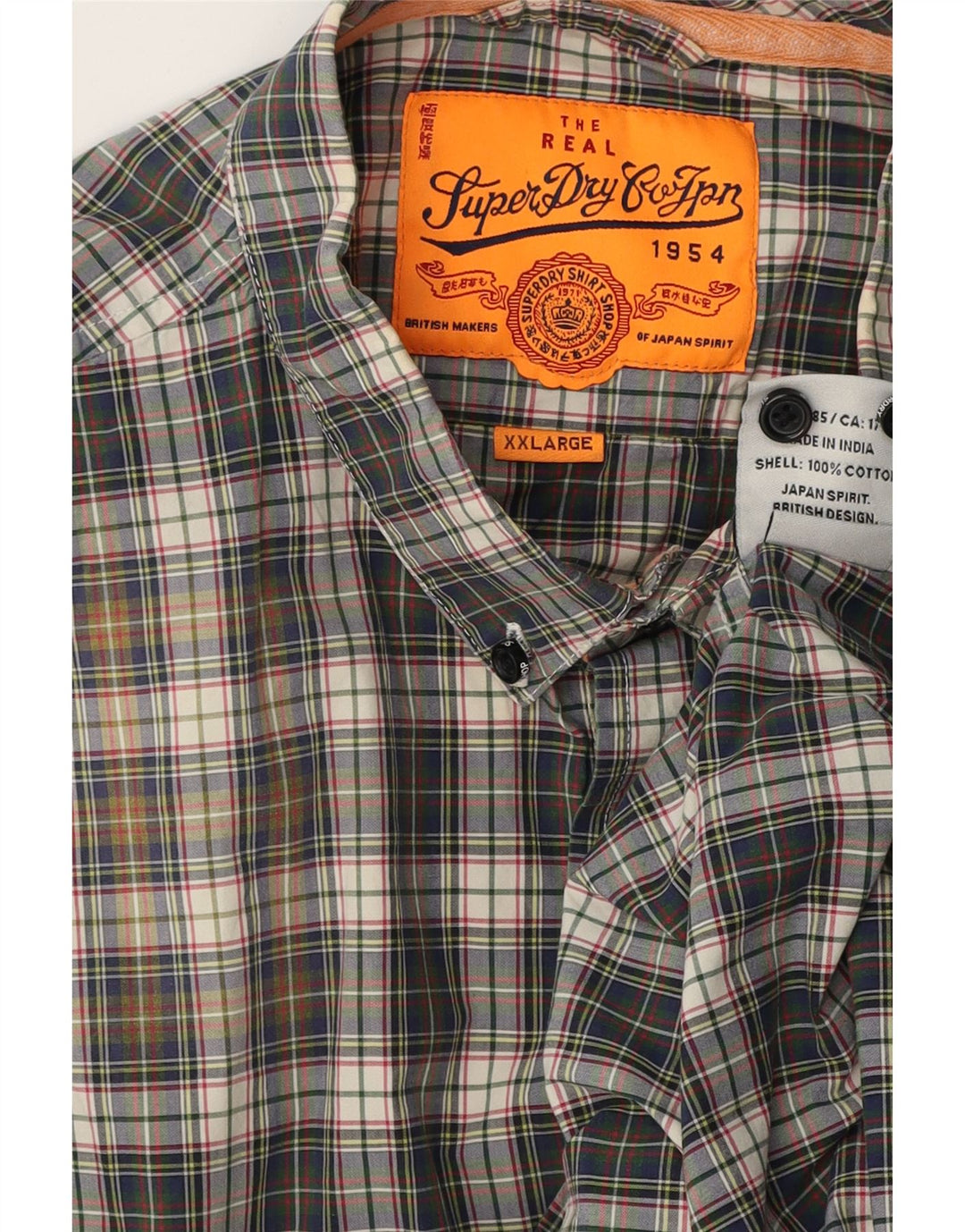 Camisa masculina Superdry 2XL algodão xadrez azul marinho