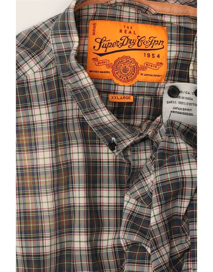 Camisa masculina Superdry 2XL algodão xadrez azul marinho