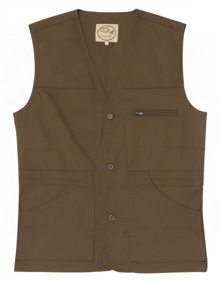 Colete utilitário masculino vintage IT 52 XL poliéster cáqui