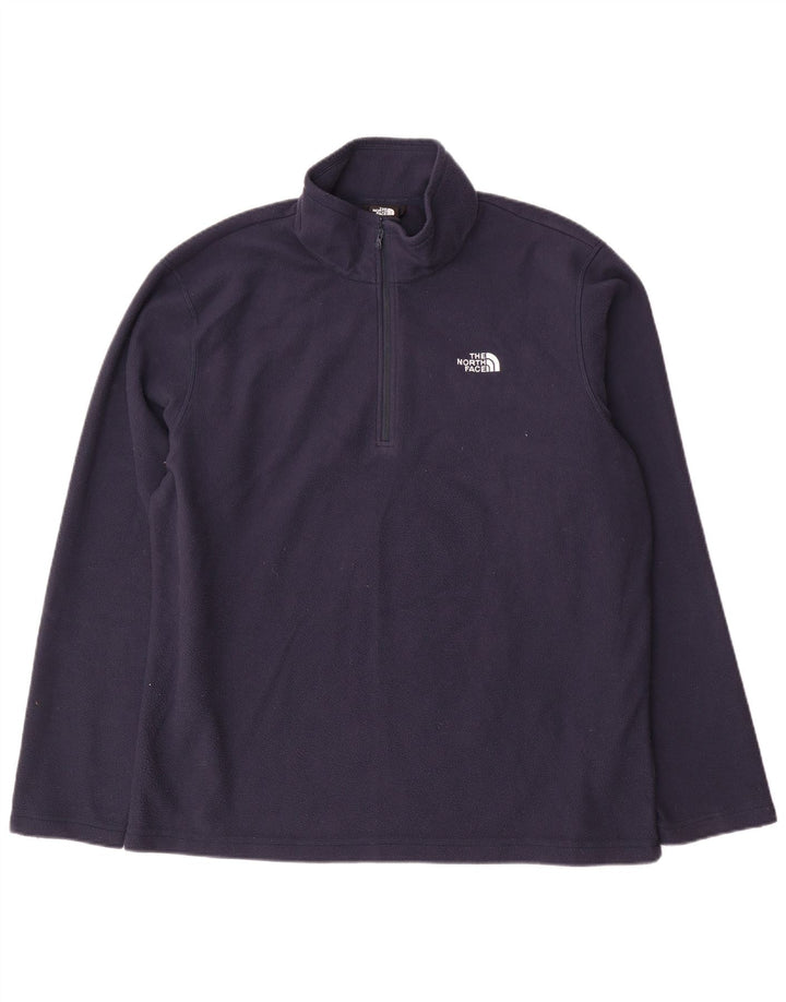 Suéter de lã masculino The North Face com zíper e gola XL azul marinho poliéster