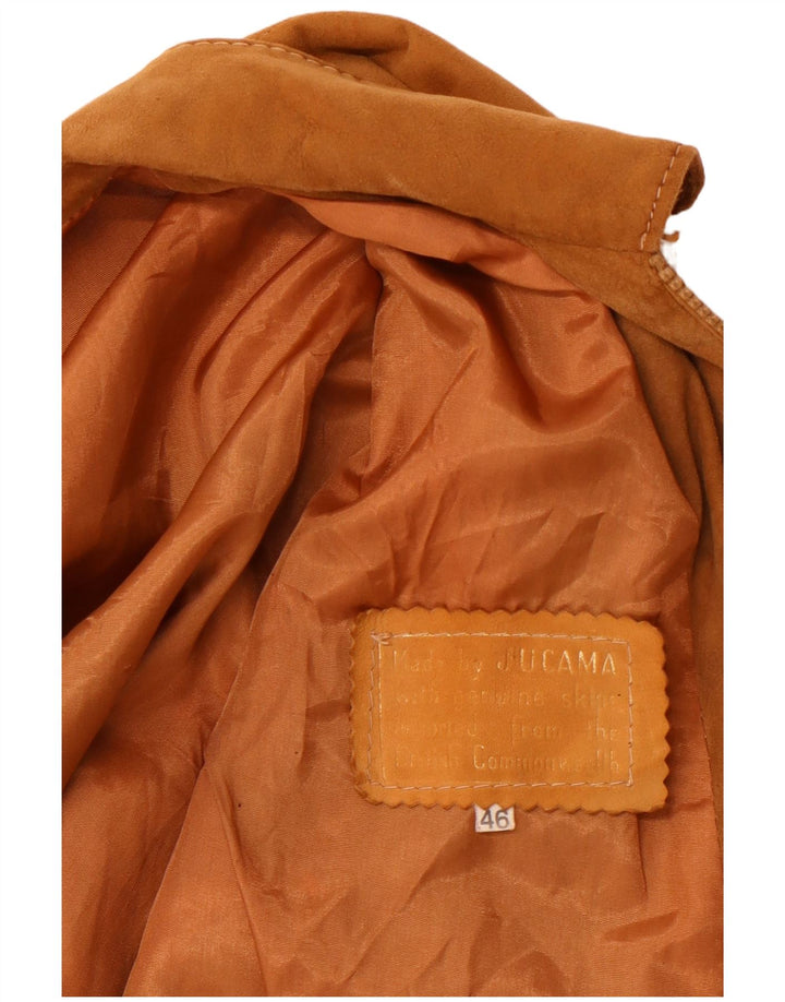 Jaqueta bomber feminina VINTAGE de camurça IT 46 grande couro marrom