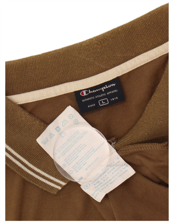Camisa polo masculina CHAMPION grande algodão marrom