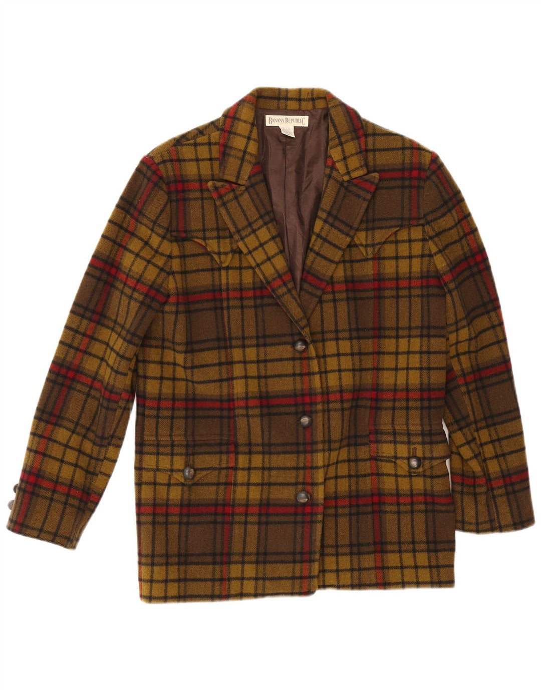 Jaqueta Blazer Oversized Feminina Banana Republic com 3 Botões Reino Unido 6 XS Cáqui Xadrez