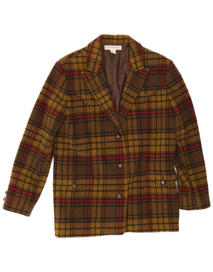 Jaqueta Blazer Oversized Feminina Banana Republic com 3 Botões Reino Unido 6 XS Cáqui Xadrez