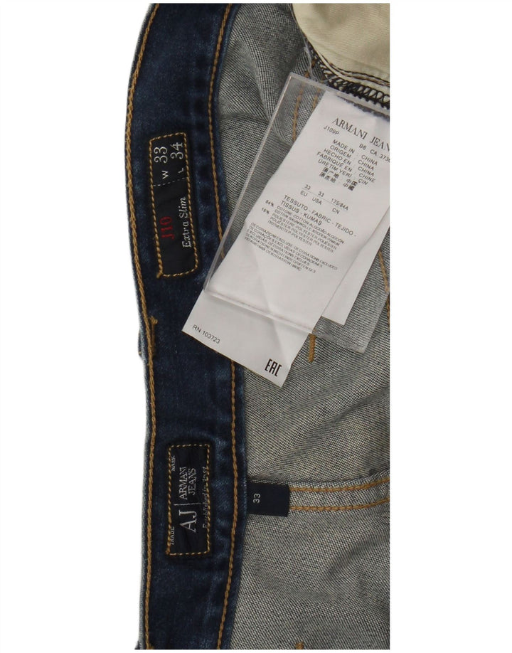 ARMANI Jeans Skinny Masculino W33 L34 Azul Algodão