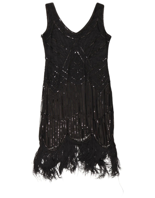 Vestido feminino vintage sem mangas Charleston UK 20 2XL preto