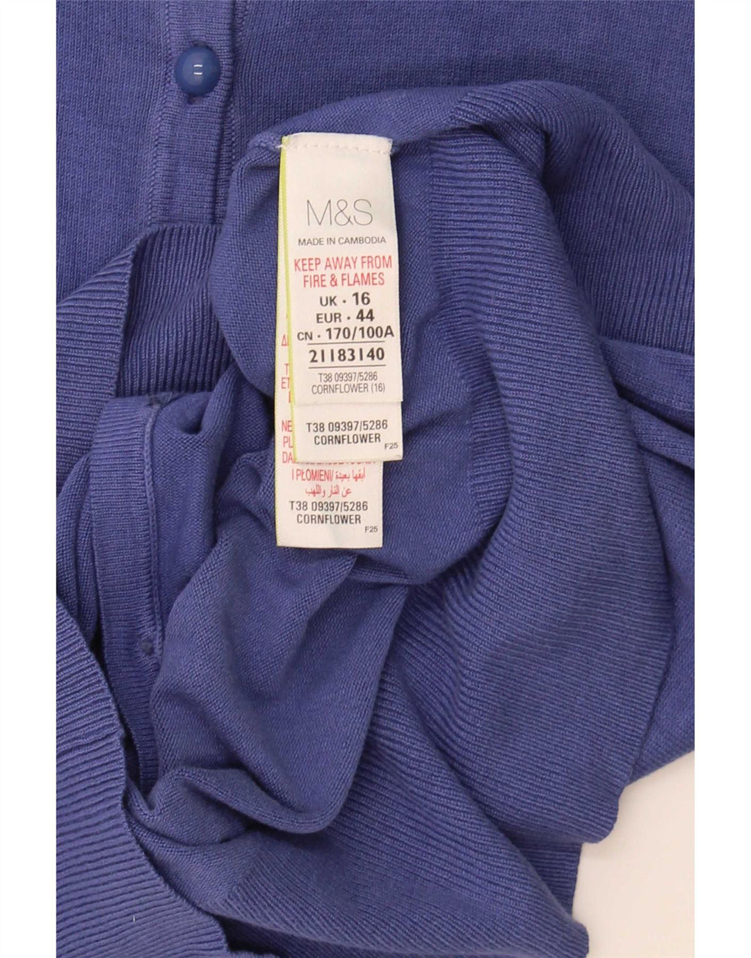 Suéter cardigã feminino Marks & Spencer UK 16 grande viscose azul