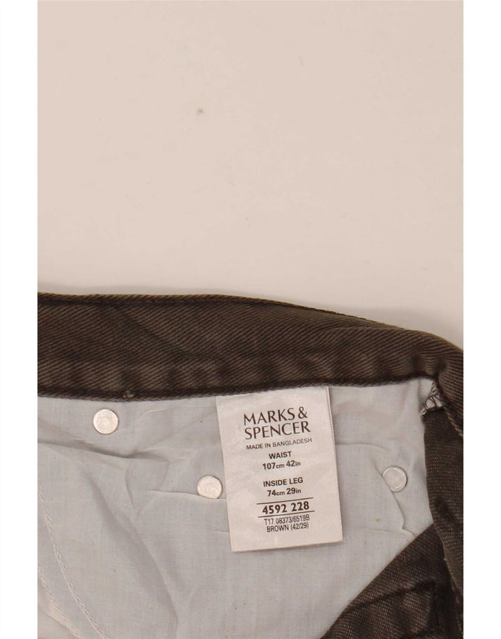 Calça jeans reta masculina Marks & Spencer Blue Harbor W42 L29 algodão marrom