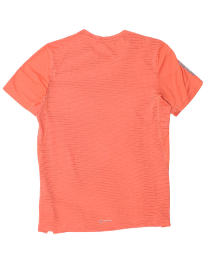 Adidas Mens Running T-Shirt Top Pequeno Laranja Poliéster
