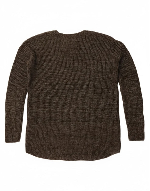 Superdry Suéter feminino superdimensionado com decote em V Reino Unido 6 XS algodão cáqui