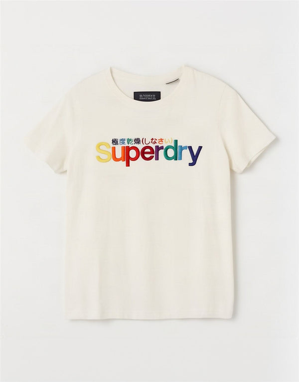 Superdry Womens Graphic T-Shirt Top UK 8 Small White Cotton
