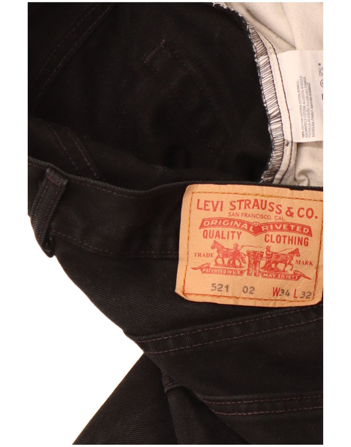 LEVI'S Masculino 521 Shorts Jeans W 34 Grande Algodão Preto