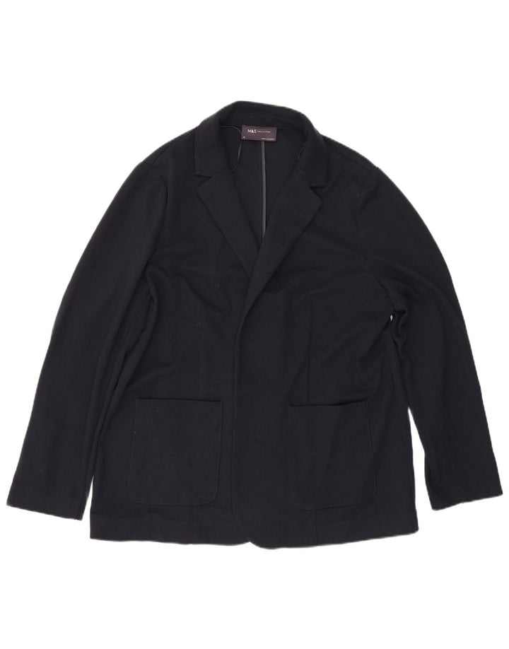 Jaqueta Blazer aberta feminina Marks & Spencer Reino Unido 16 grande poliéster azul marinho