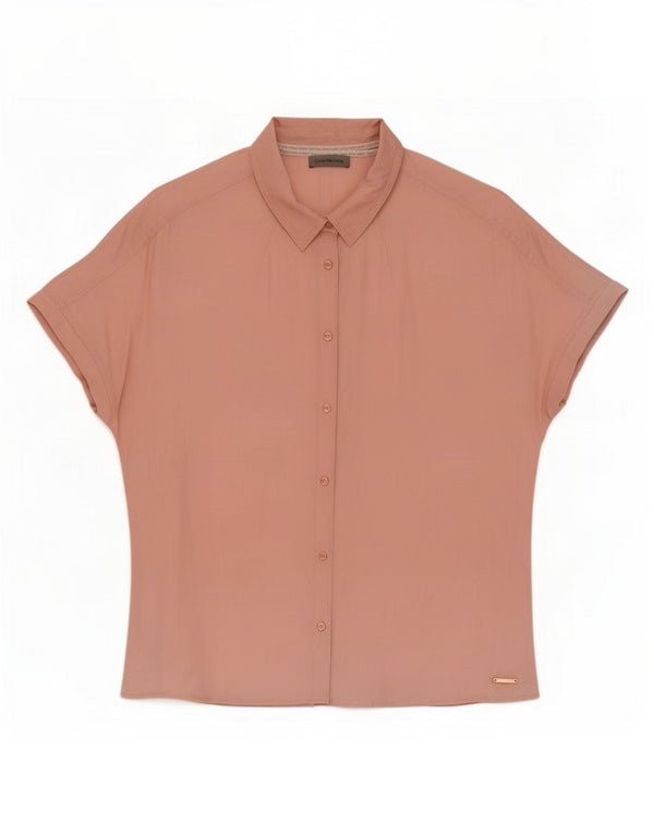 Blusa feminina manga curta Calvin Klein Jeans tamanho 14 rosa médio