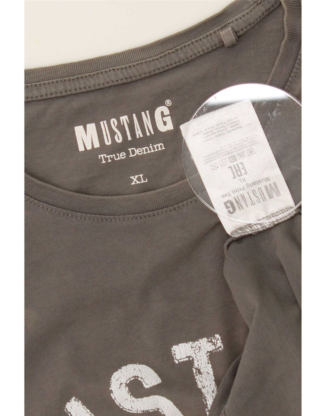 Camiseta gráfica masculina Mustang Top XL algodão cinza