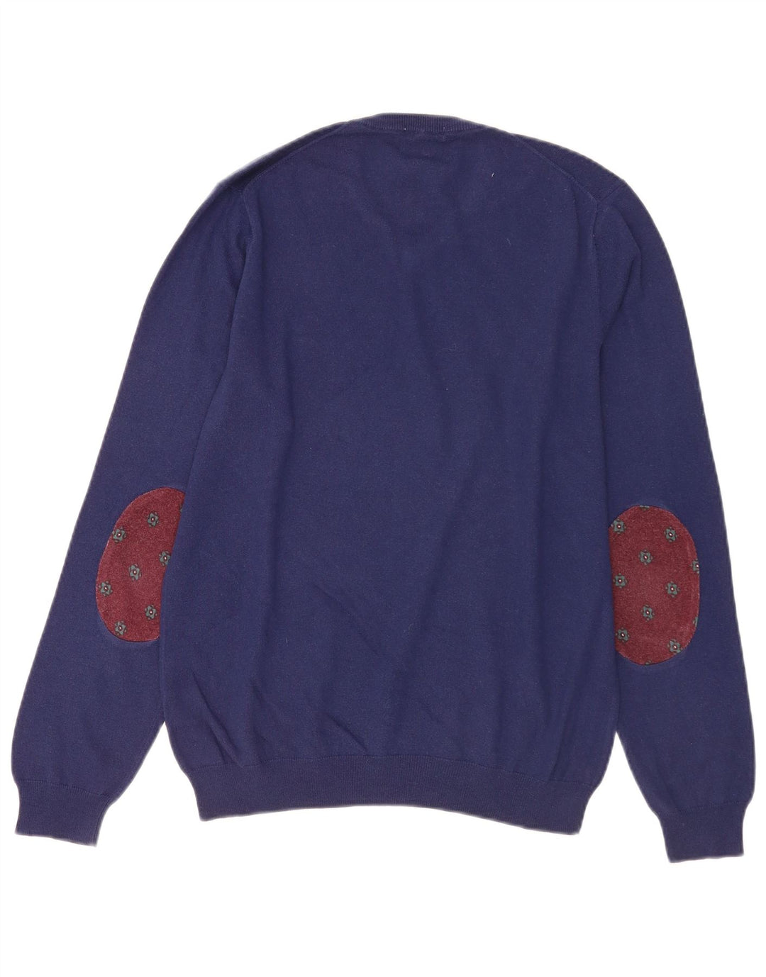 Suéter masculino SUN68 com decote em V de lã azul médio