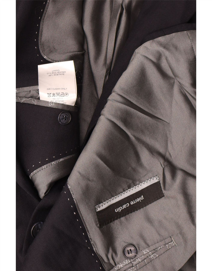 Jaqueta blazer masculina Pierre Cardin com 2 botões Reino Unido 42 XL azul marinho poliéster
