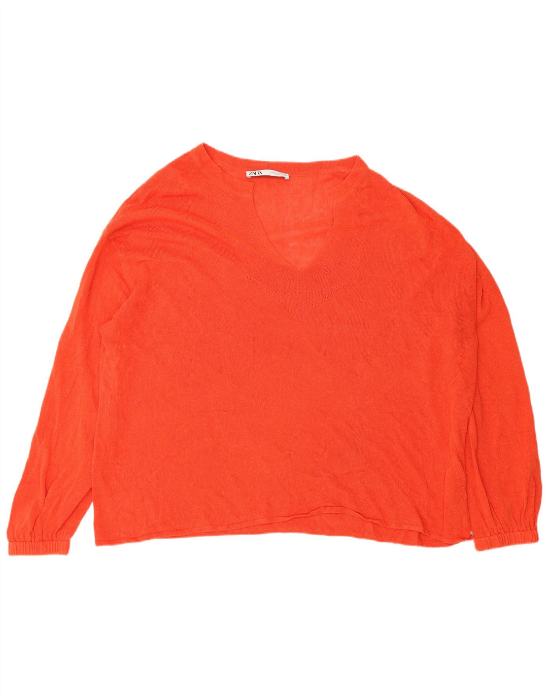 Zara Suéter feminino oversized com decote em V Reino Unido 14 médio laranja