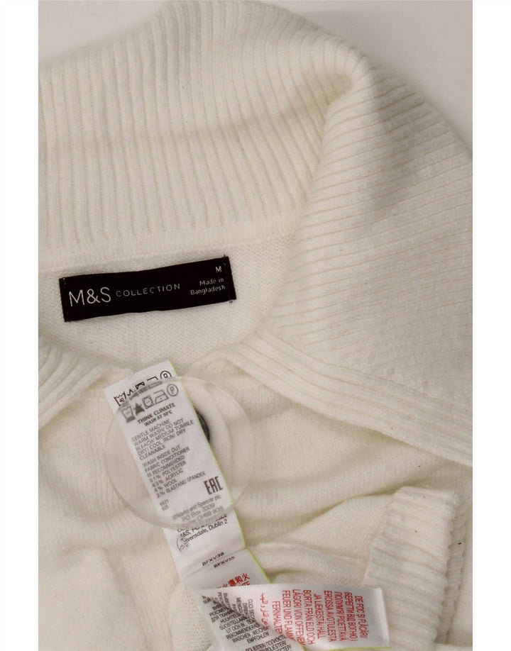 Suéter cardigã feminino Marks & Spencer Reino Unido 14 poliéster branco médio