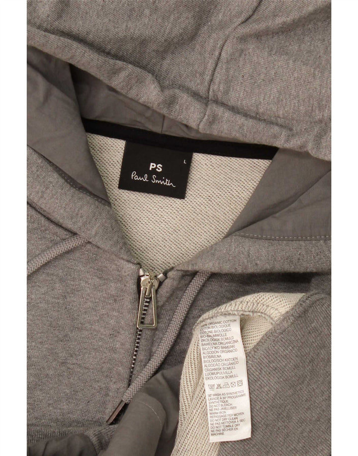 Suéter masculino Paul Smith com capuz e zíper grande algodão cinza