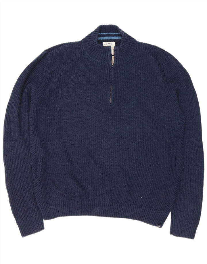 Suéter masculino Fat Face com zíper e pescoço 2XL algodão azul marinho