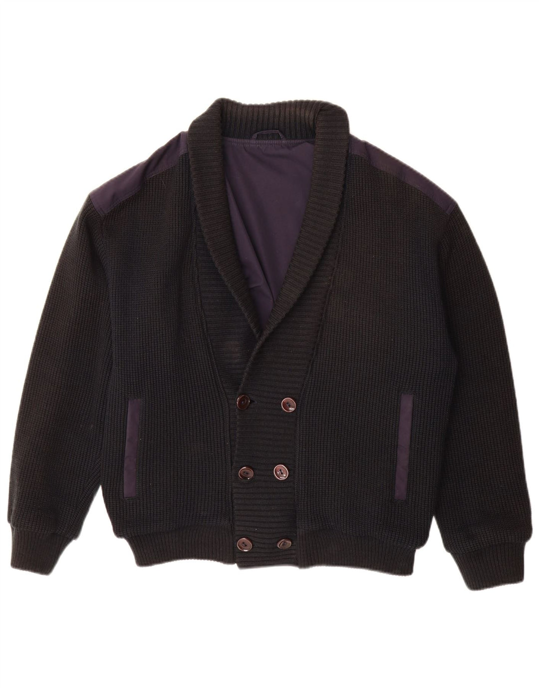 Suéter cardigã masculino vintage com peito duplo IT 48 azul marinho médio