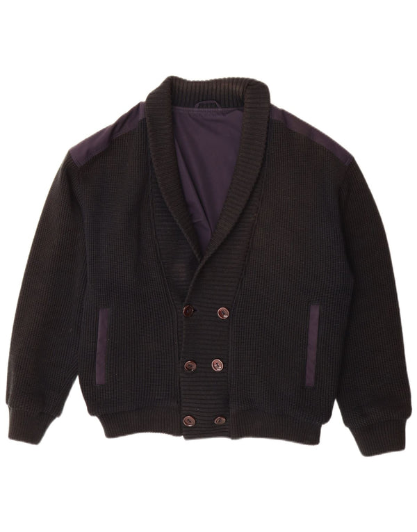 Suéter cardigã masculino vintage com peito duplo IT 48 azul marinho médio