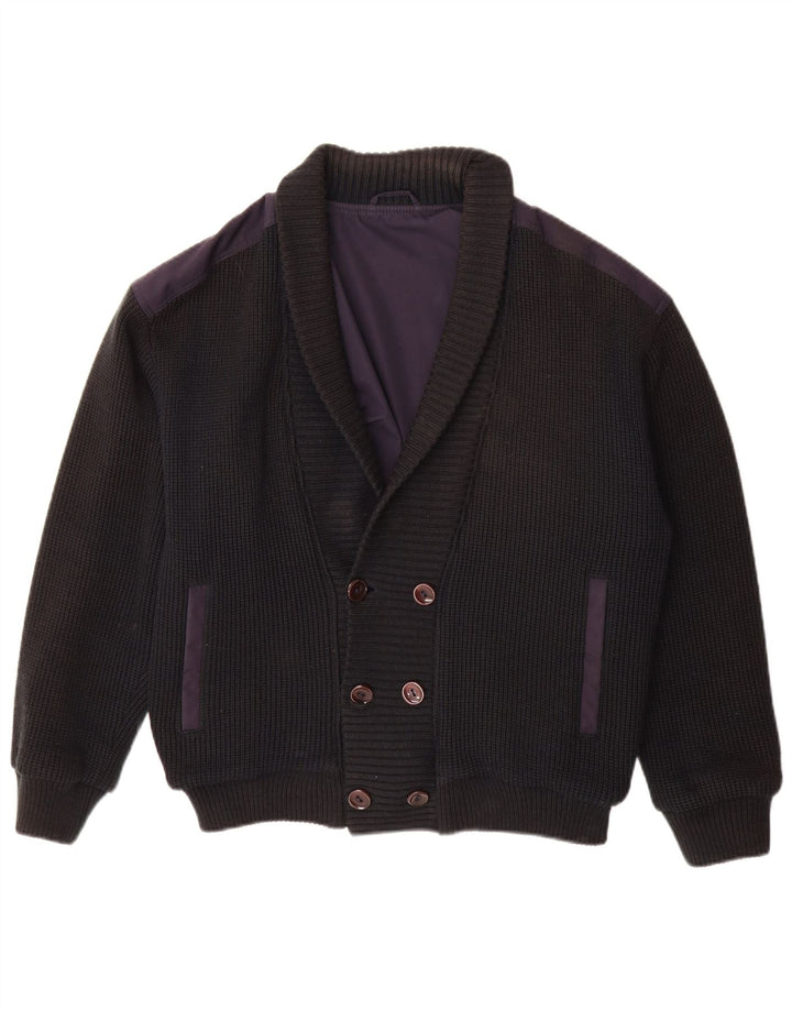 Suéter cardigã masculino vintage com peito duplo IT 48 azul marinho médio