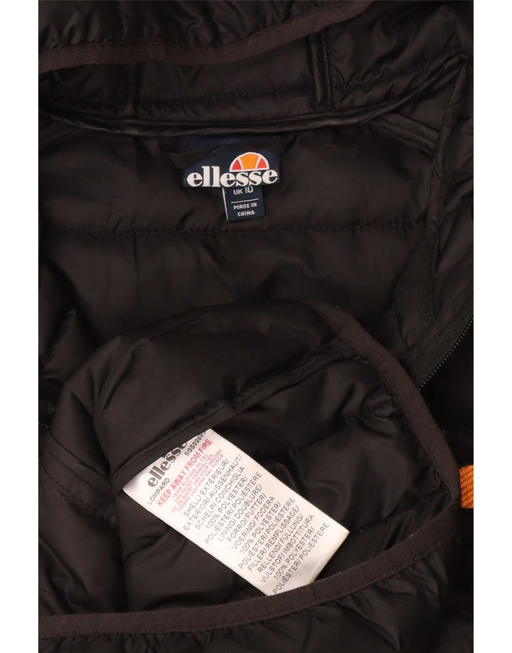 Jaqueta feminina acolchoada com capuz e capuz Ellesse UK 10 poliéster preto pequeno