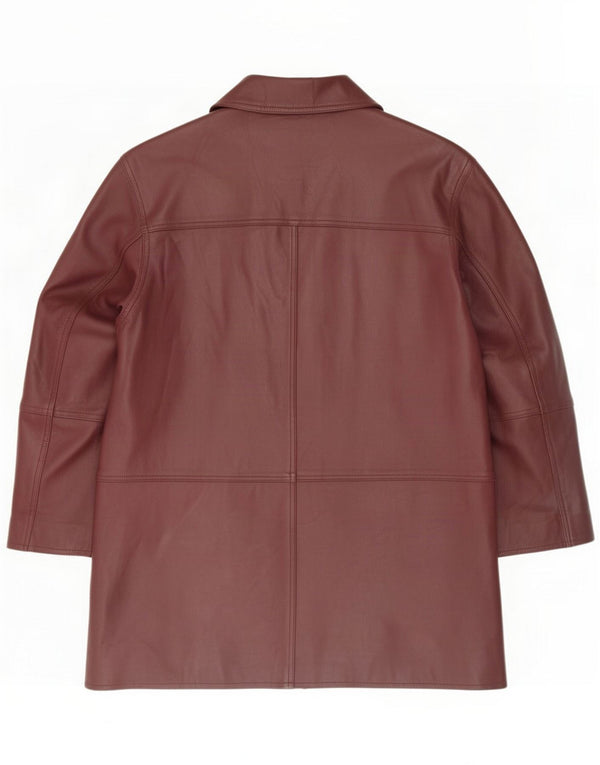 Hyde Womens Loose Fit Leather Coat UK 36 Pequeno Borgonha