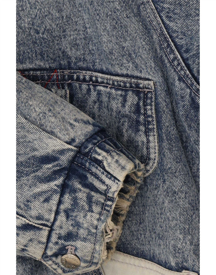 Jaqueta jeans masculina sherpa vintage IT 48/50 algodão colorblock azul médio