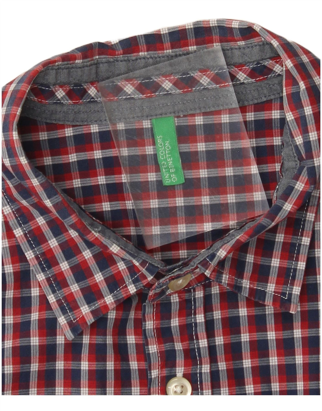Camisa masculina BENETTON pequena xadrez vermelha