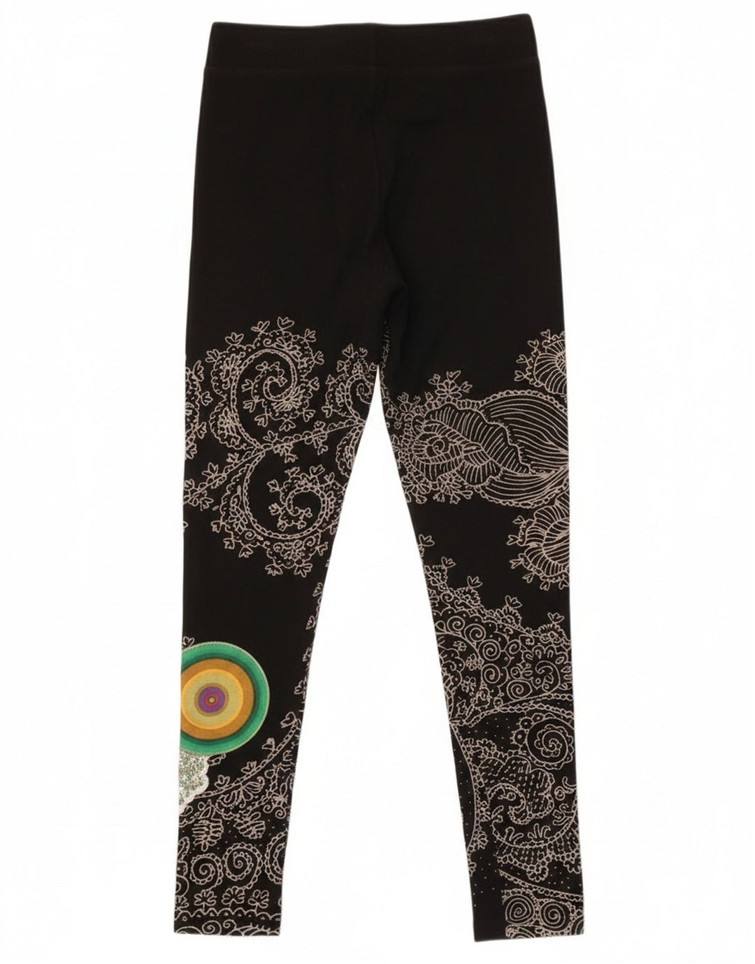 Leggings gráficas femininas Desigual UK 12 médio preto paisley