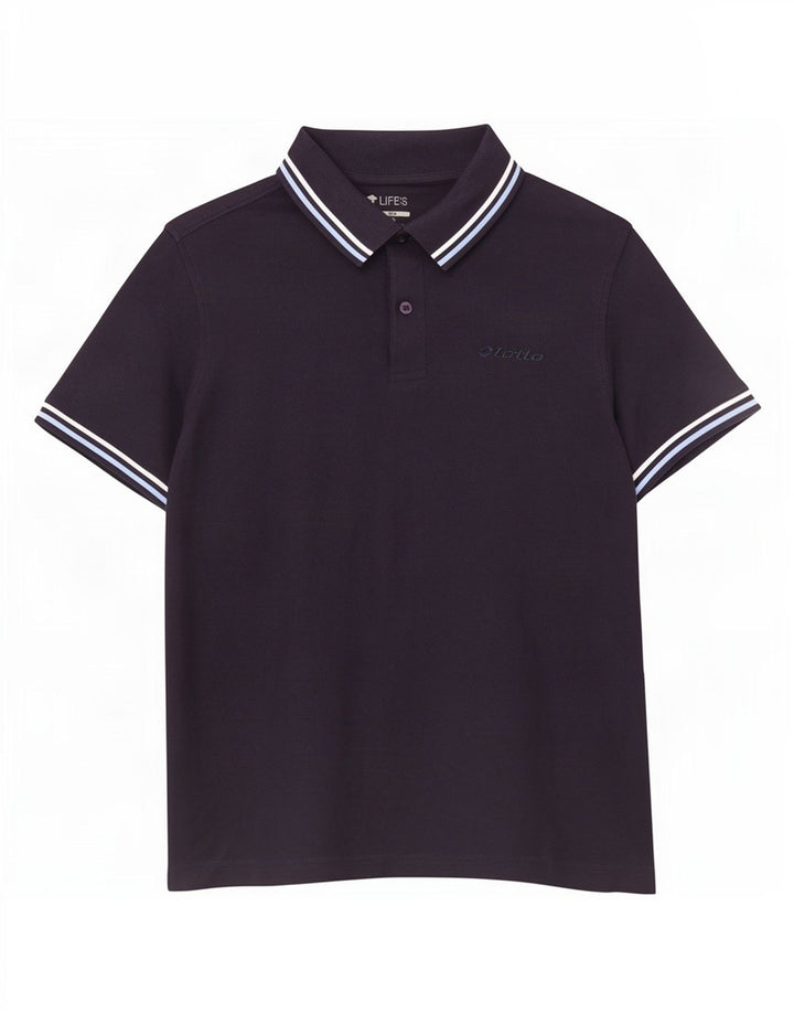 Camisa polo masculina Lotto pequena algodão azul marinho