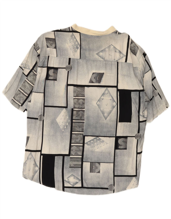 Pulôver masculino vintage de manga curta Camisa grande cinza geométrico
