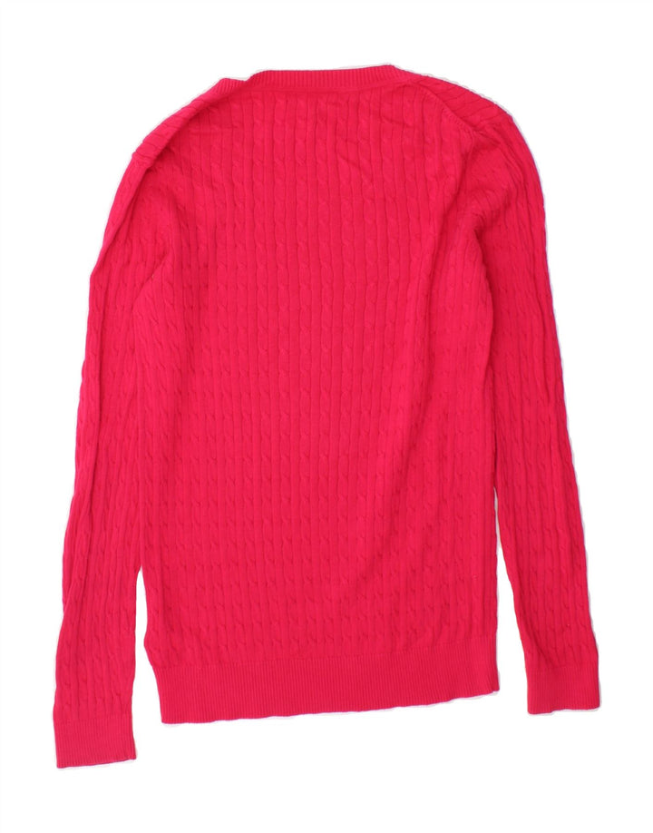 TOMMY HILFIGER Womens Crew Neck Jumper Sweater UK 12 Medium Pink Cotton Vintage Tommy Hilfiger and Second-Hand Tommy Hilfiger from Messina Hembry 