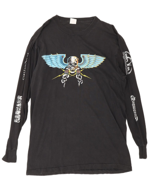 Vintage masculino God's of Grind Earache tour 1992 Top manga comprida XL Black Rock